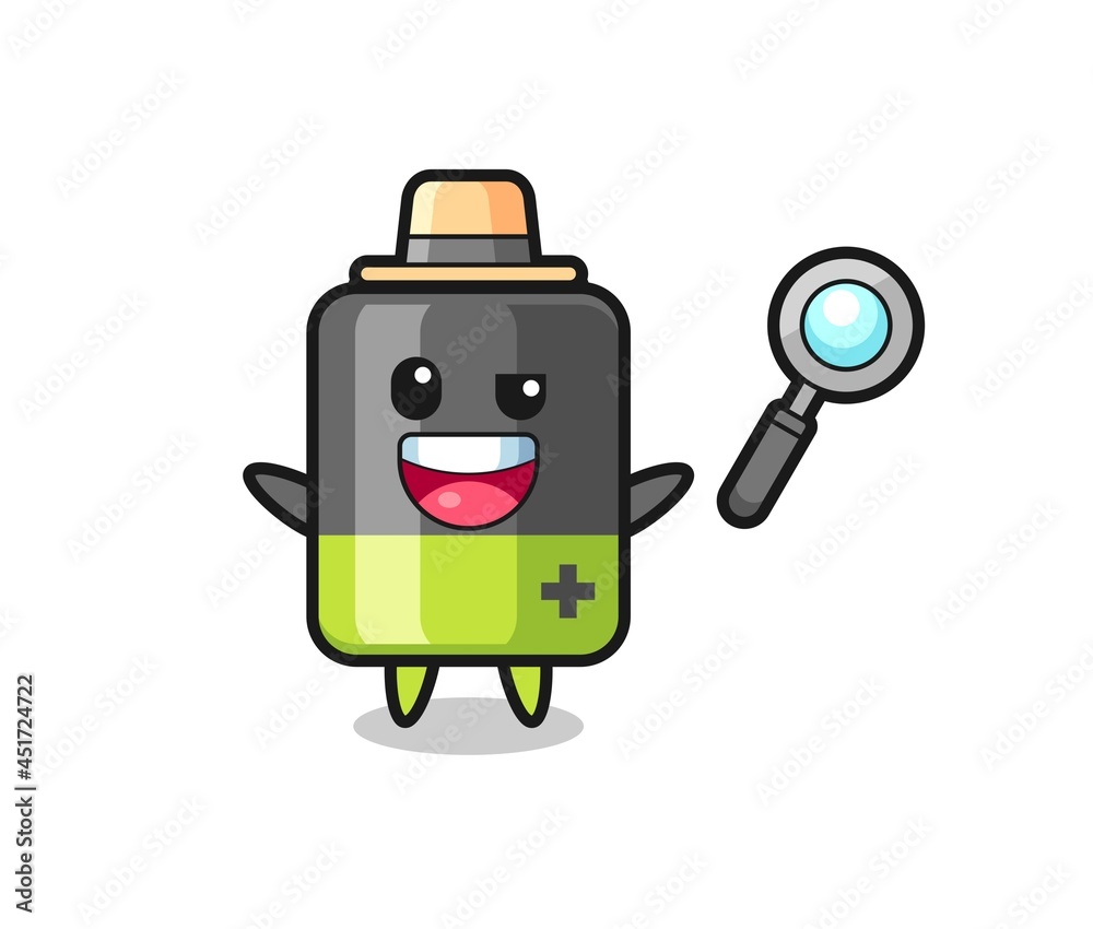 illustration of the battery mascot as a detective who manages to solve a case illustration of the battery mascot as a detective who manages to solve a case