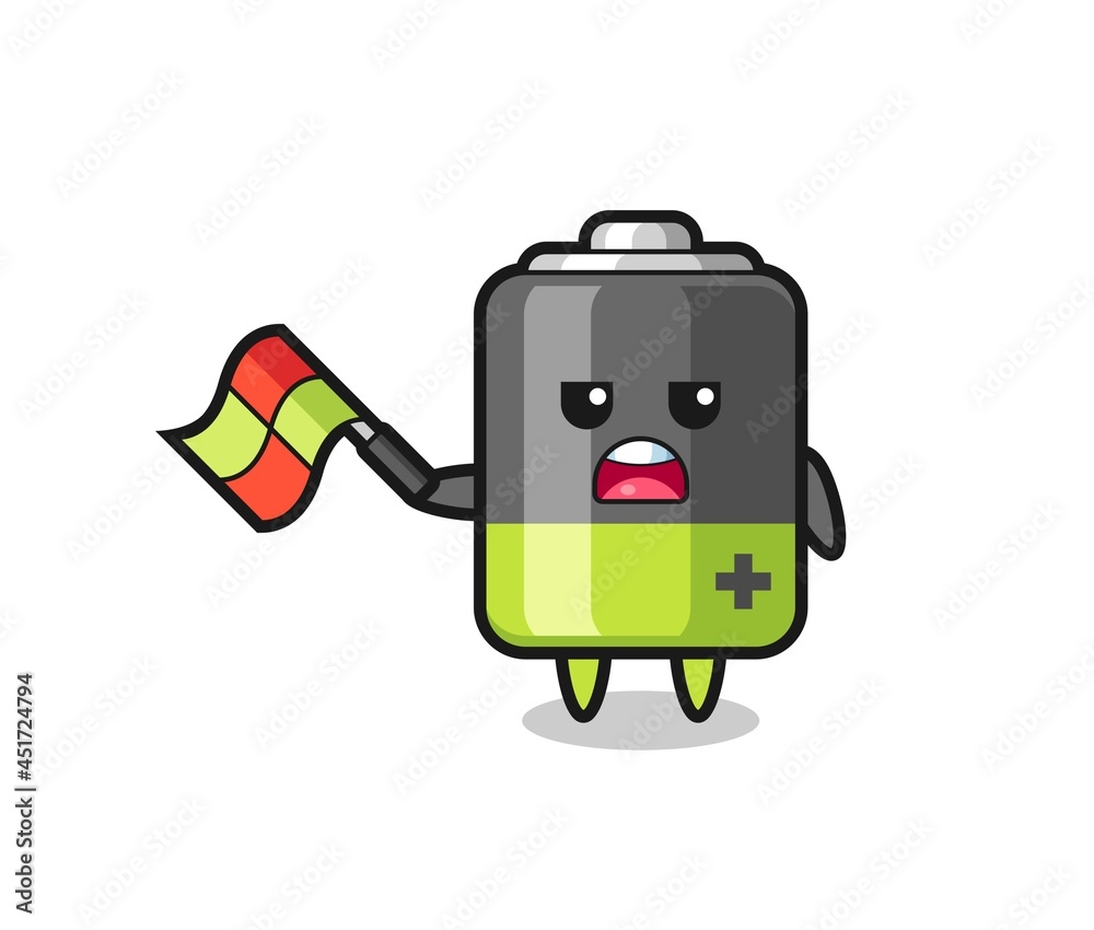 battery cartoon as the line judge hold the flag up at a 45 degree angle battery cartoon as the line judge hold the flag up at a 45 degree angle