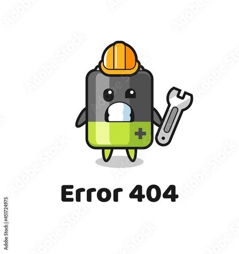 error 404 with the cute battery mascot