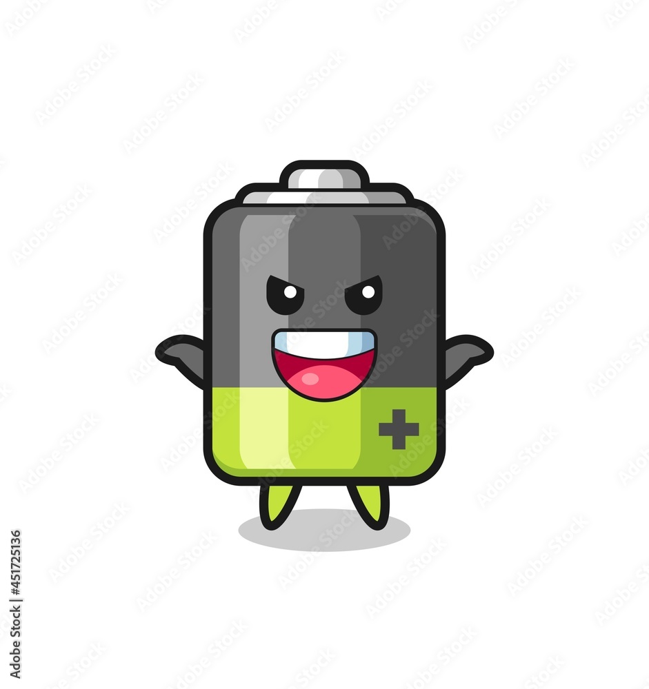 the illustration of cute battery doing scare gesture