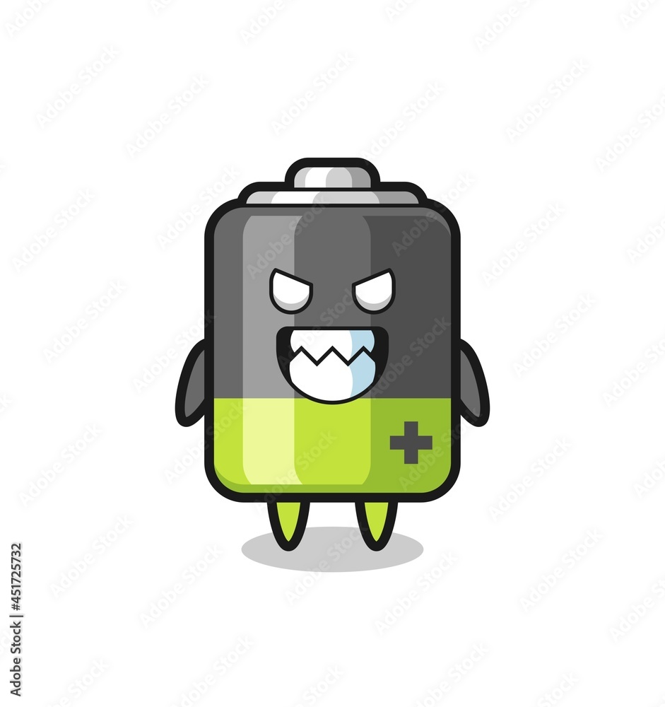 evil expression of the battery cute mascot character evil expression of the battery cute mascot character
