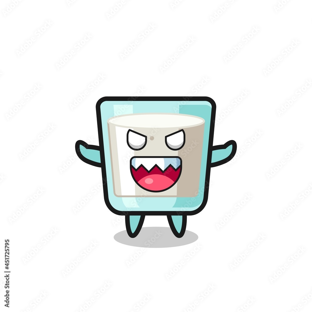 illustration of evil milk mascot character