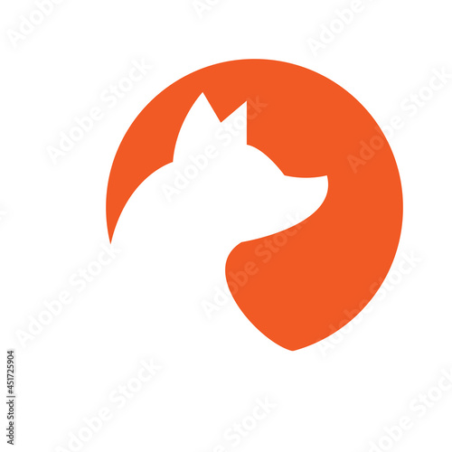  fox head with orange background icon