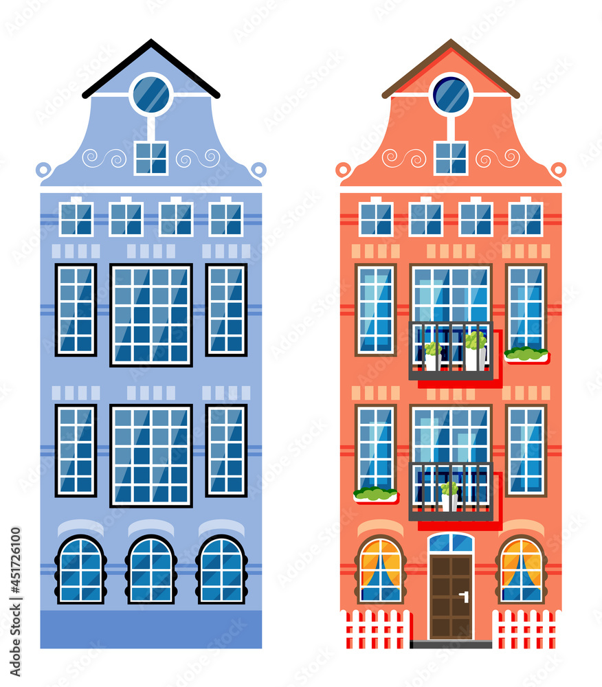 Residential House Icon in Dutch Style.