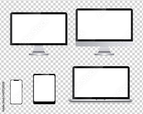 Devices screen set collection - smartphone tablet laptop computer monitor vector