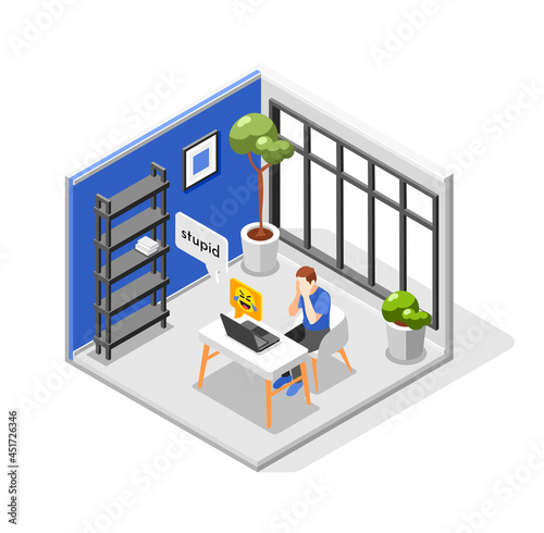 Cyber Bullying Isometric Composition