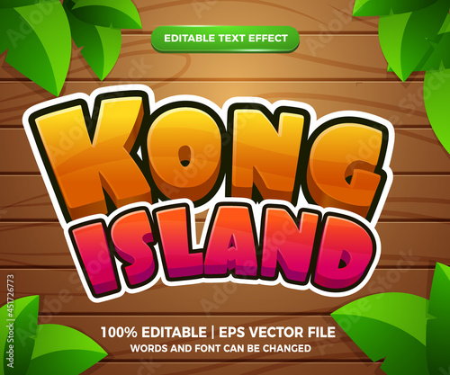 kong island editable text effect 3d cartoon game template style