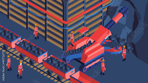 Mining Industry Isometric Composition