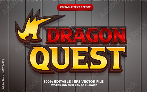 dragon quest 3d editable text effect cartoon game template style
