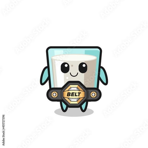 the MMA fighter milk mascot with a belt