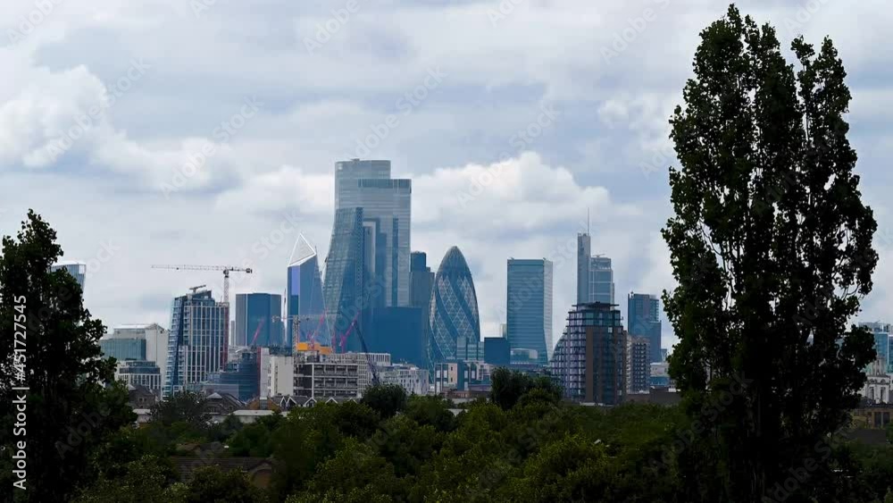 View towards the City of London from Stave Hill Ecological Park, London View towards the City of London from Stave Hill Ecological Park, London