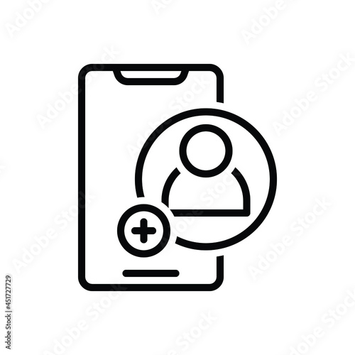 Black line icon for contacting