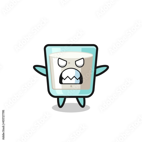wrathful expression of the milk mascot character