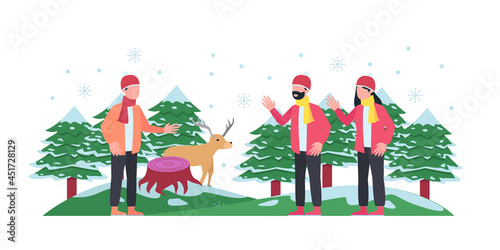 Winter flat illustration. flat design web page templates of winter vacation, travel destination, nature, tourism. Modern vector illustration concepts for website and mobile website development.