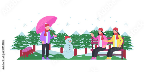 Winter flat illustration. flat design web page templates of winter vacation, travel destination, nature, tourism. Modern vector illustration concepts for website and mobile website development.
