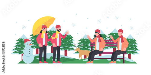 Winter flat illustration. flat design web page templates of winter vacation, travel destination, nature, tourism. Modern vector illustration concepts for website and mobile website development.