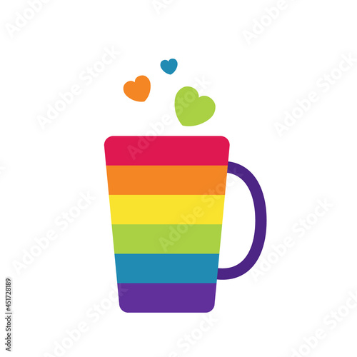 LGBTQ community symbol of rainbow colored cup with hearts isolated. concept of LGBT people element. Gay parade. gay, lesbian and trans icon design vector element