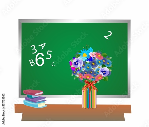 composition with flowers and blackboard for teachers' day 