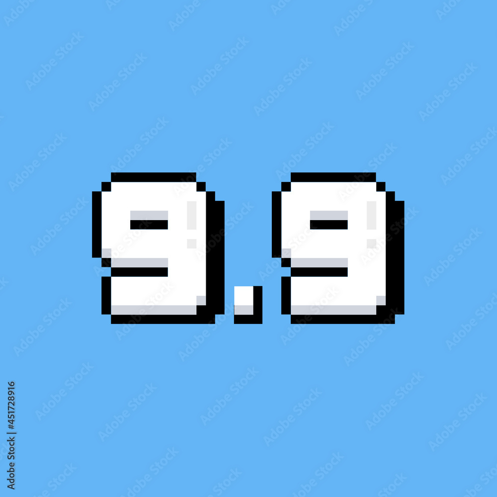 Pixel art number 9.9 icon design Pixel art number 9.9 icon design