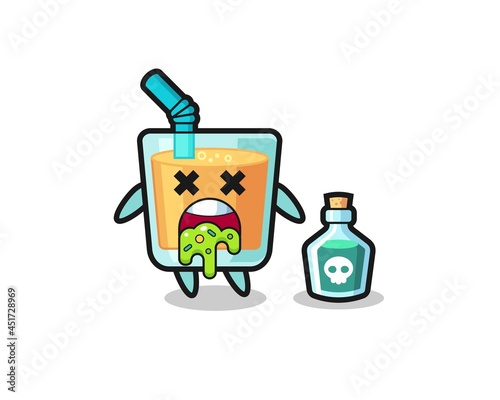 illustration of an orange juice character vomiting due to poisoning