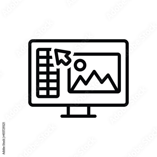 Black line icon for editing