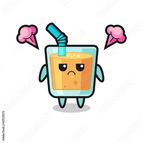 annoyed expression of the cute orange juice cartoon character