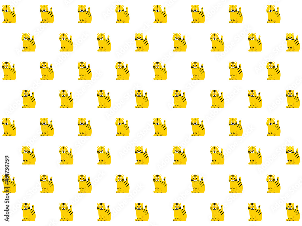 座っているかわいいトラ柄背景 白 Stock Vector Adobe Stock
