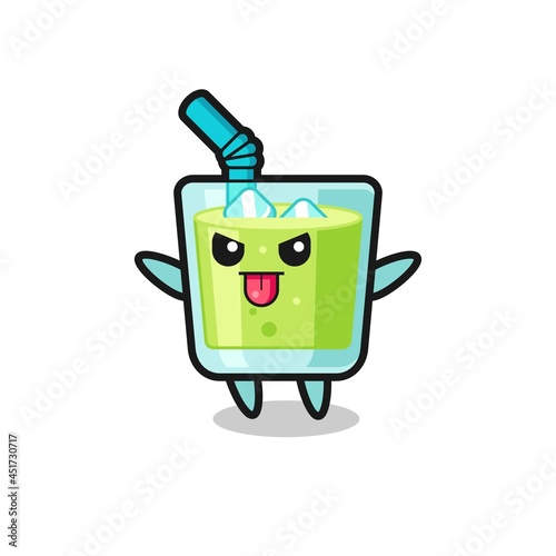 naughty melon juice character in mocking pose