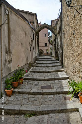 Fototapeta Naklejka Na Ścianę i Meble -  A street in the historic center of San Giovanni in Fiore, a medieval town in the Cosenza province.