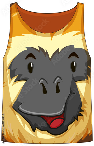 Tank top with face of gibbon pattern