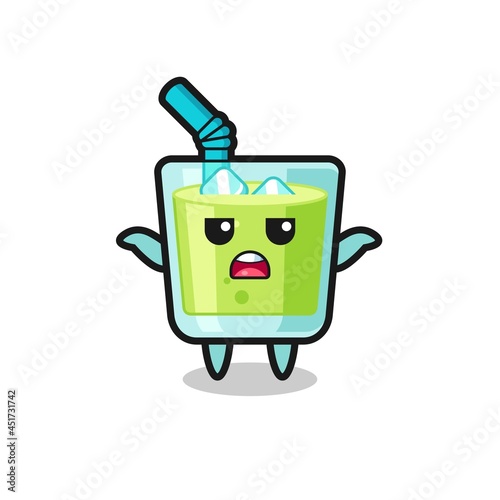 melon juice mascot character saying I do not know
