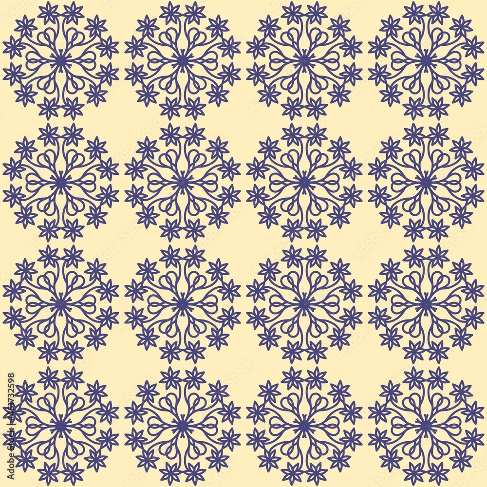 monochrome round floral pattern on a pale yellow background. decorative tiles. template, cover, print. monochrome round floral pattern on a pale yellow background. decorative tiles. template, cover, print.