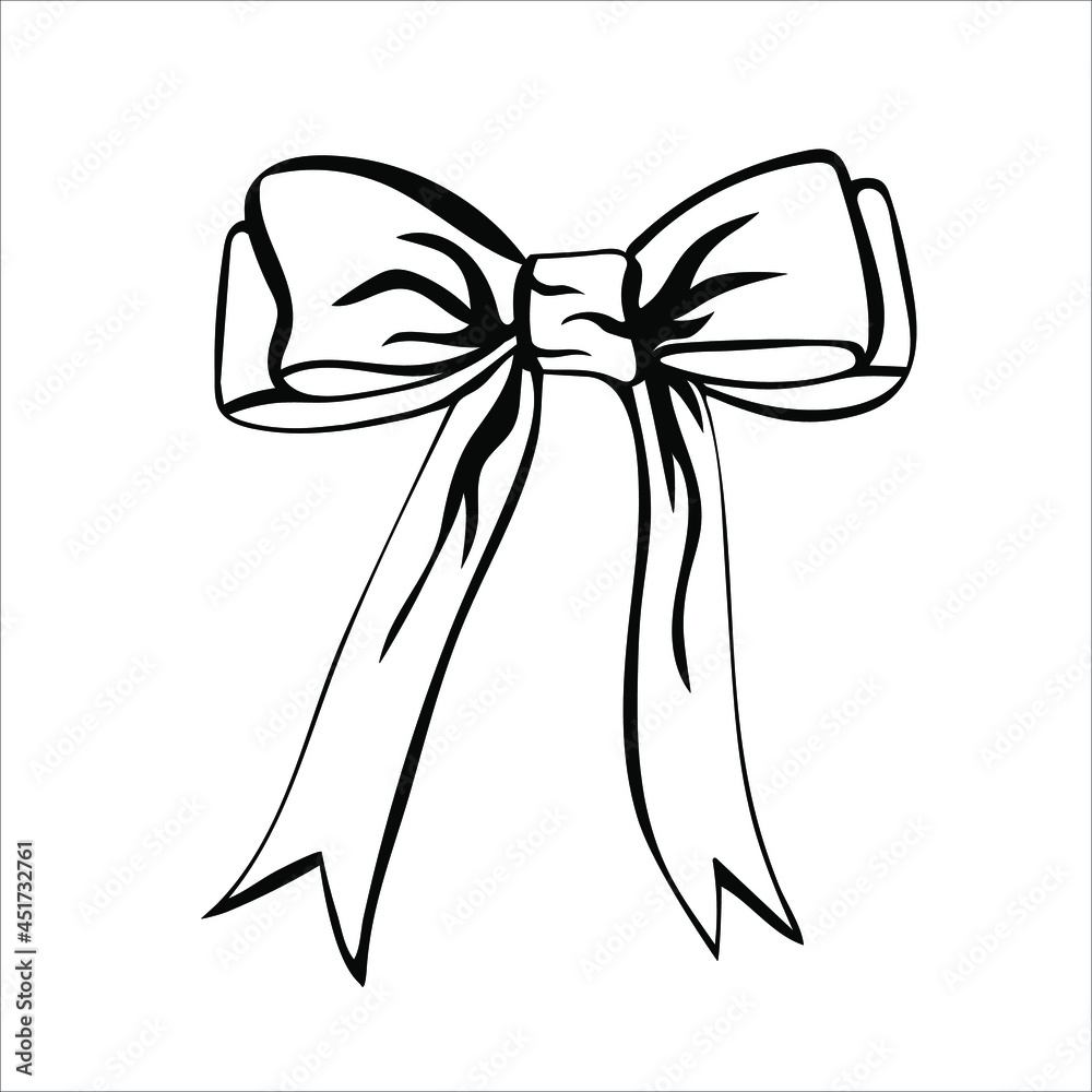 Tied bow in doodle style. Holiday celebration concept. Hand drawn vector illustration Tied bow in doodle style. Holiday celebration concept. Hand drawn vector illustration