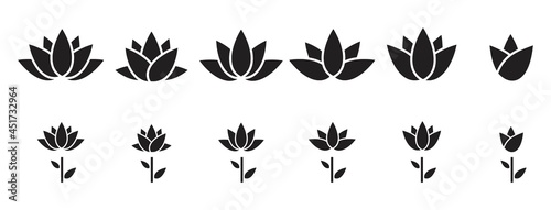 Flowers icon set. Flowers isolated  Flowers in modern simple cute round flower plant nature collection © KING GOD