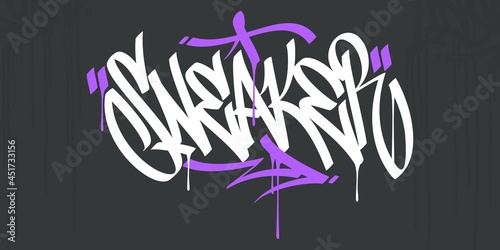 Abstract Hip Hop Hand Written Urban Street Art Graffiti Style Word Sneaker Vector Illustration Art