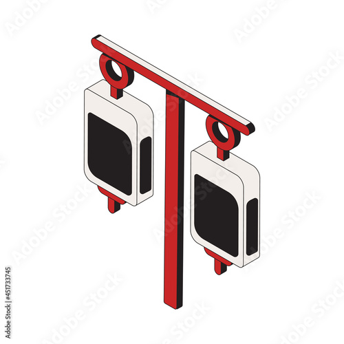 red and white iv drip stand isometric clip art preview