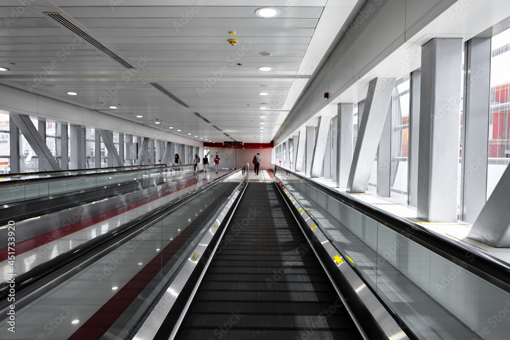 The empty corridor hallway to the train station