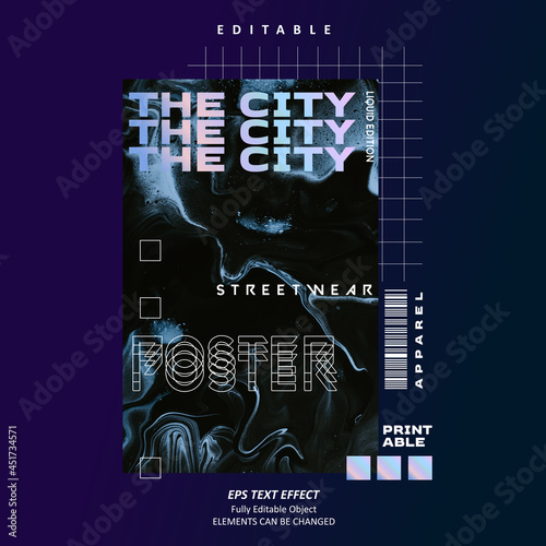 The City Poster Customized Apparel Streetwear text effect editable premium vector