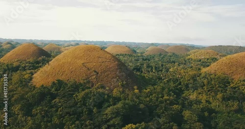 Chocolate Hills in Bohol Phillippines Drone footage