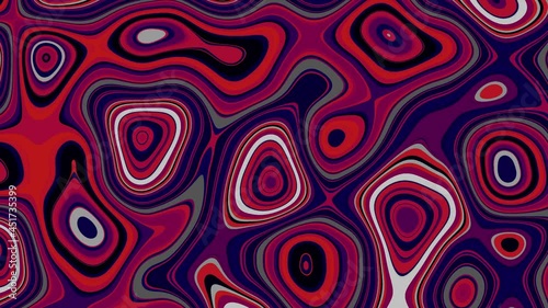 60's 70's Pop-Art big abstract background animation, inspired by lava lamps and hippie culture with colours: white, black, blue, red.
