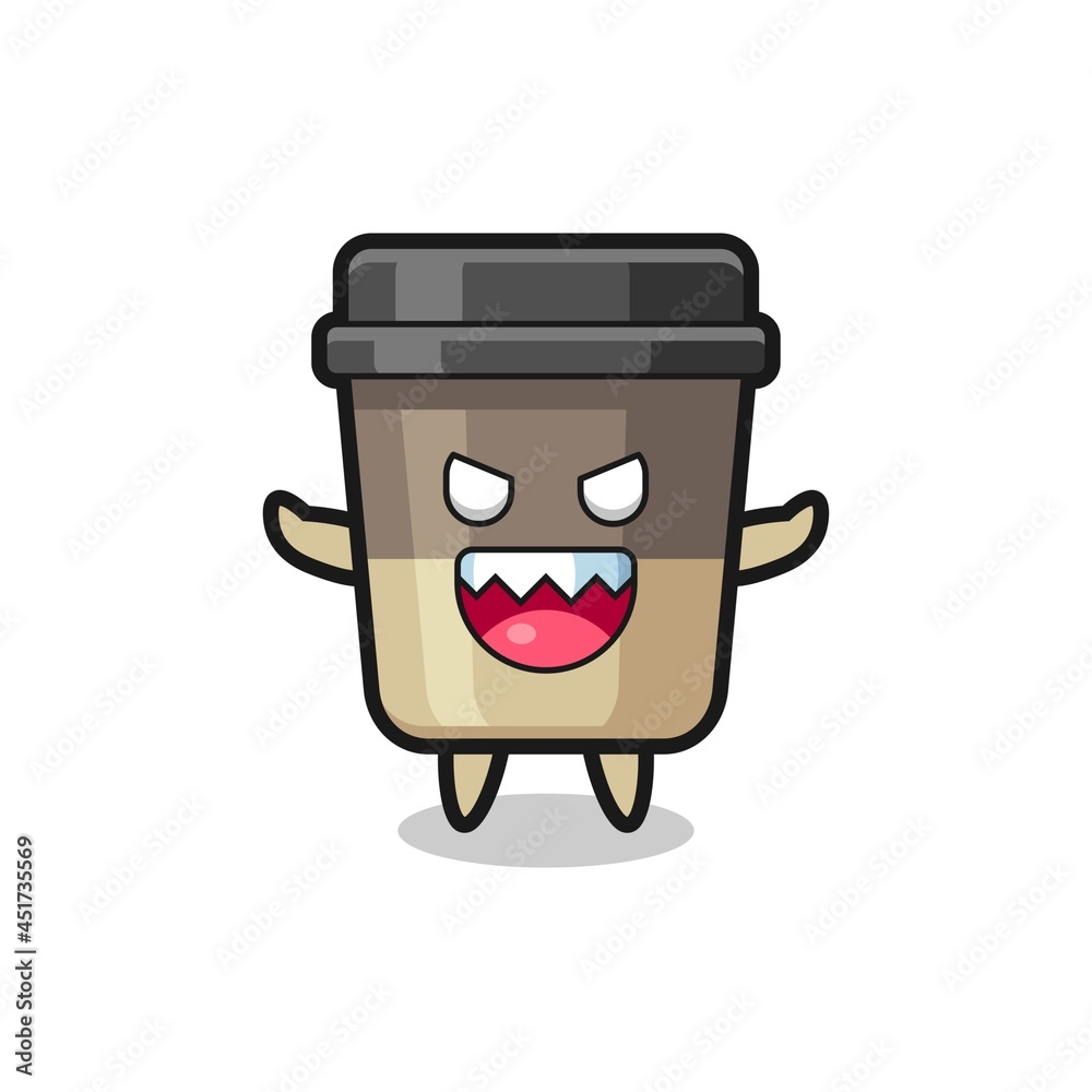 illustration of evil coffee cup mascot character