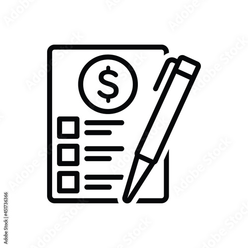 Black line icon for money marking