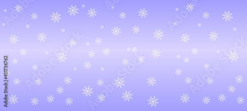 Delicate snowflakes banner on light blue background  festive texture  seamless pattern