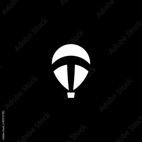 initial letter t with hot air balloon logo design. minimal vector graphic alphabet symbol template.