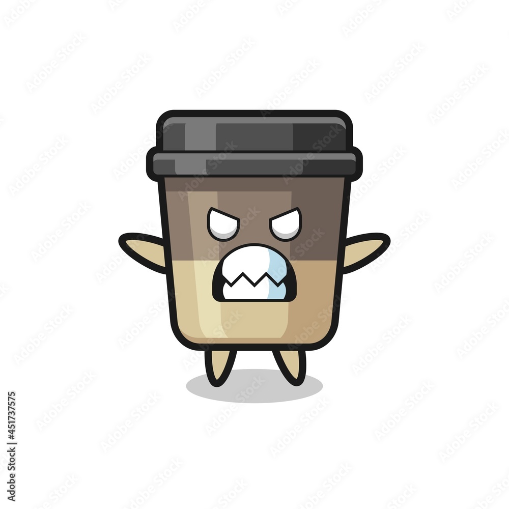 wrathful expression of the coffee cup mascot character