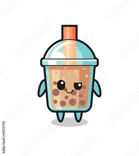 bubble tea cartoon with an arrogant expression