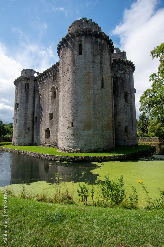 The ruins of Nunney Castle in East Somerset, UK