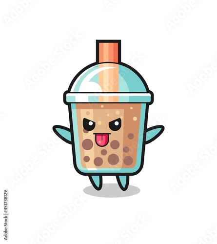 naughty bubble tea character in mocking pose