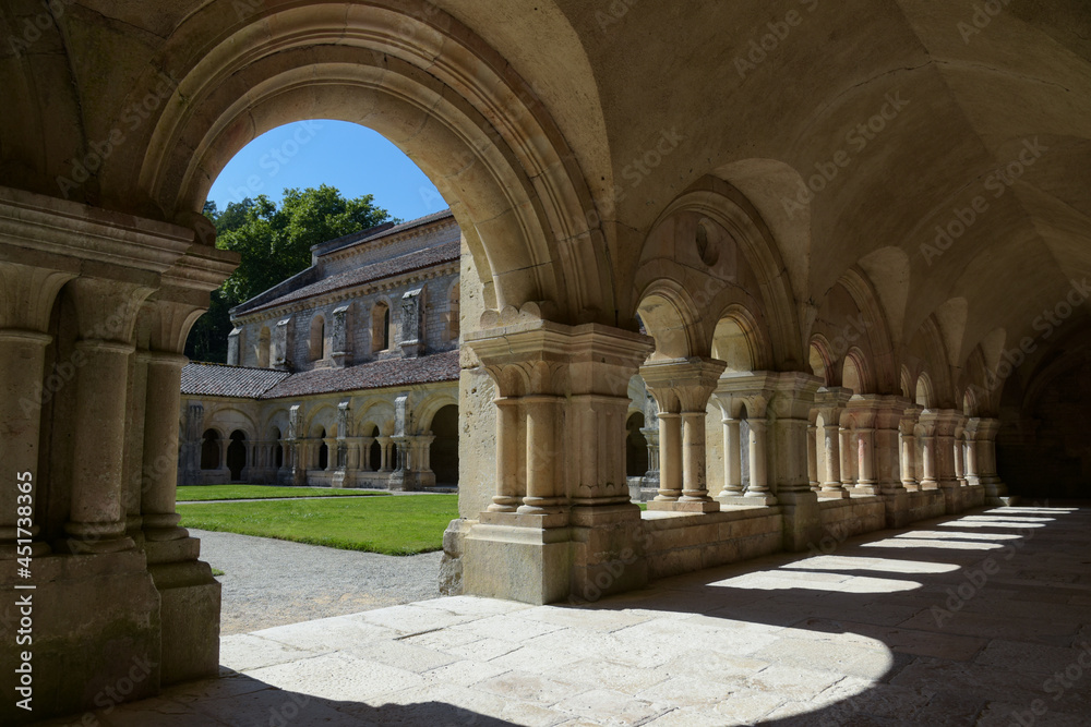 the archade of the fontenay abbey on the town of Montbard