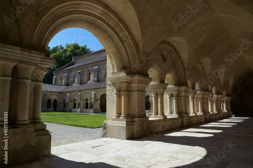 the archade of the fontenay abbey on the town of Montbard photo